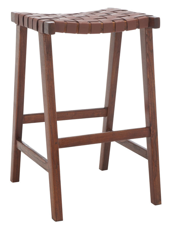 Safavieh Abreu Rectangle Barstool Cognac / Walnut  Wood BST1012H