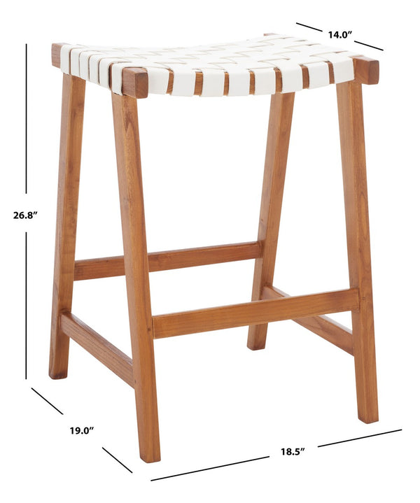 Safavieh Abreu Rectangle Counter Stool White / Natural Wood BST1013D