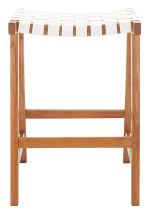 Safavieh Abreu Rectangle Counter Stool White / Natural Wood BST1013D