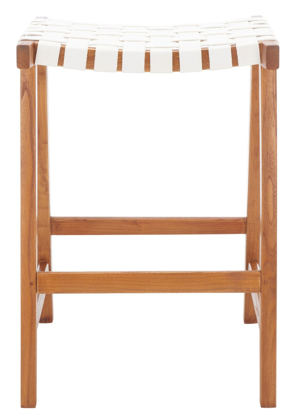 Safavieh Abreu Rectangle Counter Stool White / Natural Wood BST1013D