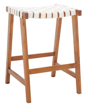 Safavieh Abreu Rectangle Counter Stool White / Natural Wood BST1013D