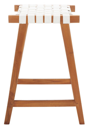 Safavieh Abreu Rectangle Counter Stool White / Natural Wood BST1013D