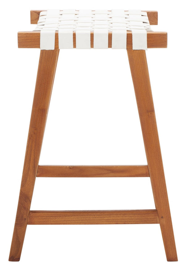 Safavieh Abreu Rectangle Counter Stool White / Natural Wood BST1013D