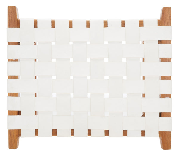 Safavieh Abreu Rectangle Counter Stool White / Natural Wood BST1013D