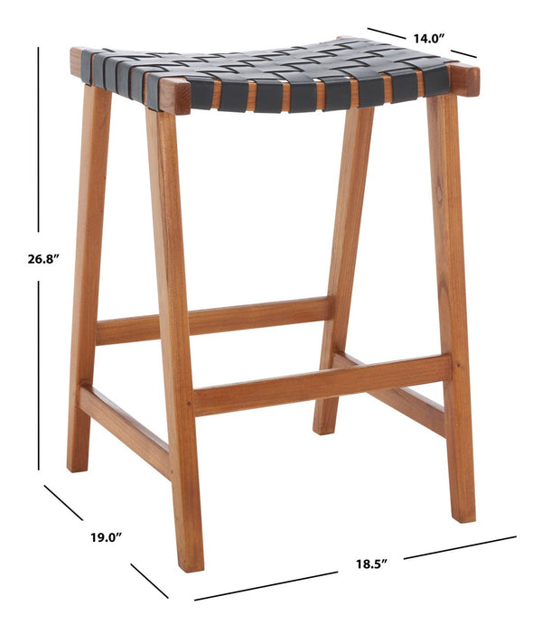Safavieh Abreu Rectangle Counter Stool Black  / Natural Wood BST1013E