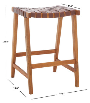 Safavieh Abreu Rectangle Counter Stool Cognac / Nautral  Wood BST1013F