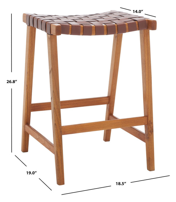 Safavieh Abreu Rectangle Counter Stool Cognac / Nautral  Wood BST1013F