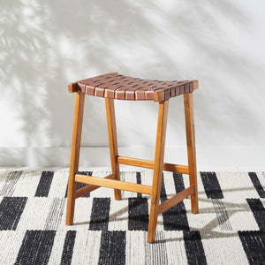 Safavieh Abreu Rectangle Counter Stool Cognac / Nautral  Wood BST1013F