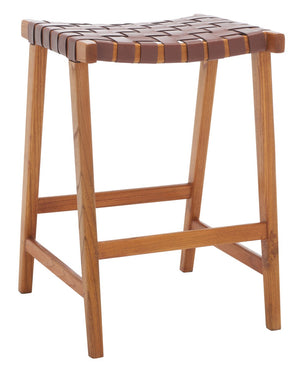 Safavieh Abreu Rectangle Counter Stool Cognac / Nautral  Wood BST1013F
