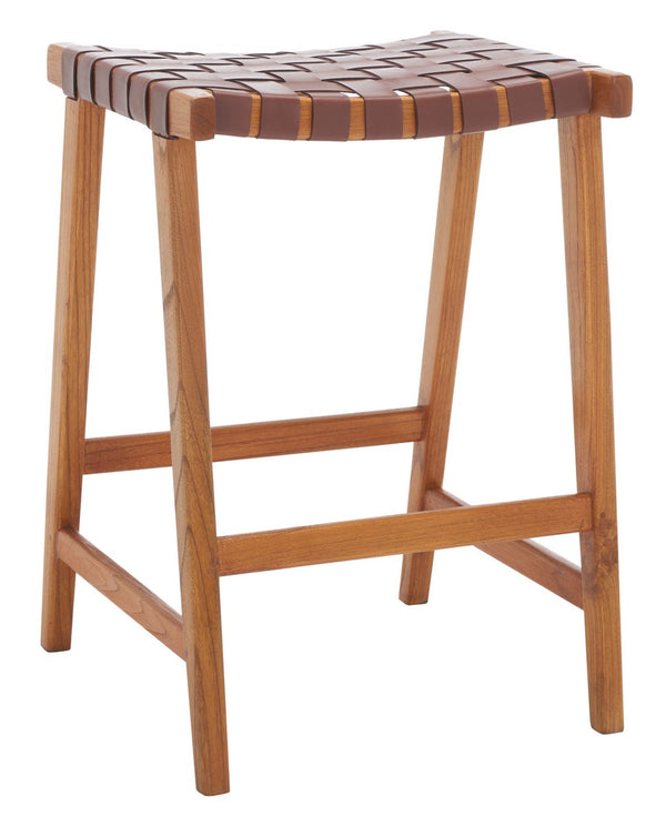 Safavieh Abreu Rectangle Counter Stool Cognac / Nautral  Wood BST1013F