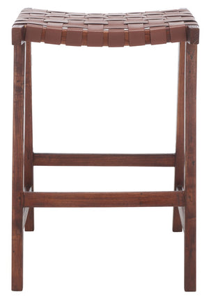 Safavieh Abreu Rectangle Counter Stool Cognac / Walnut Wood BST1013H