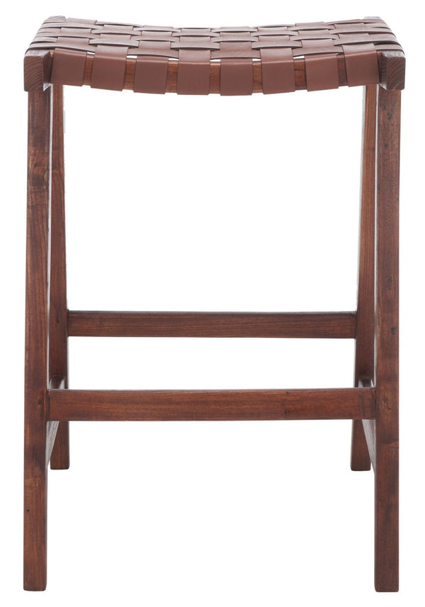 Safavieh Abreu Rectangle Counter Stool Cognac / Walnut Wood BST1013H