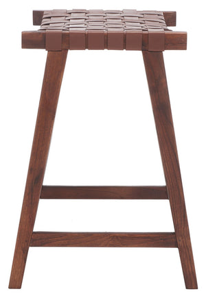 Safavieh Abreu Rectangle Counter Stool Cognac / Walnut Wood BST1013H