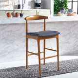 Safavieh Lionel Retro Bar Stool Walnut / Dark Grey Wood BST1503C