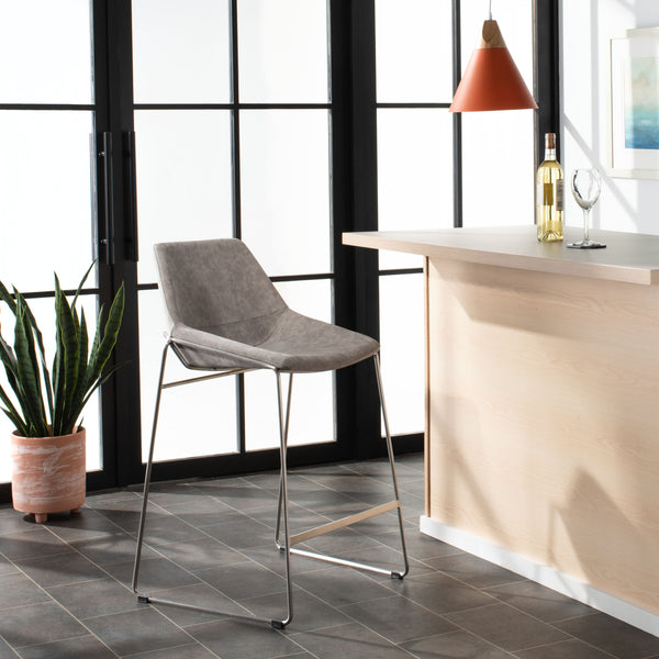 Alexis Mid-Century Counter Stool - Stylish Retro Design with Comfortable PU Leather & Silver Legs