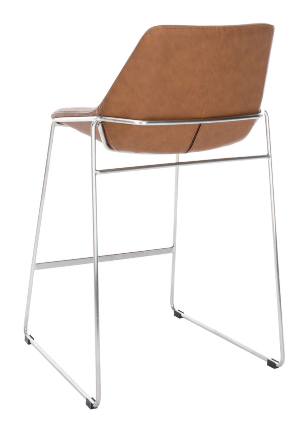 Alexis Mid-Century Counter Stool - Stylish Retro Design with Comfortable PU Leather & Silver Legs
