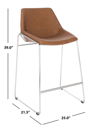 Alexis Mid-Century Counter Stool - Stylish Retro Design with Comfortable PU Leather & Silver Legs