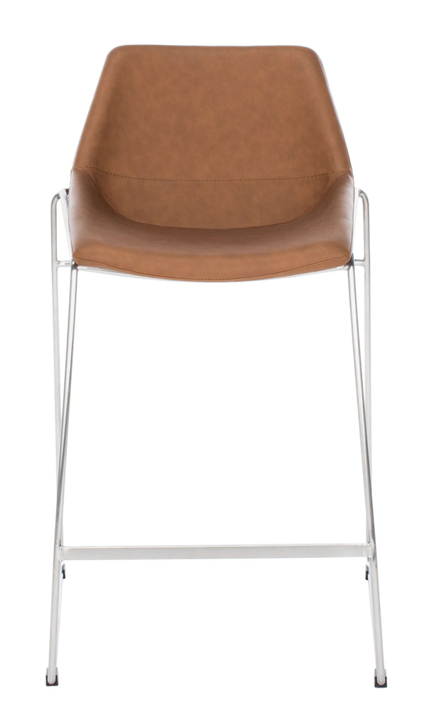 Alexis Mid-Century Counter Stool - Stylish Retro Design with Comfortable PU Leather & Silver Legs