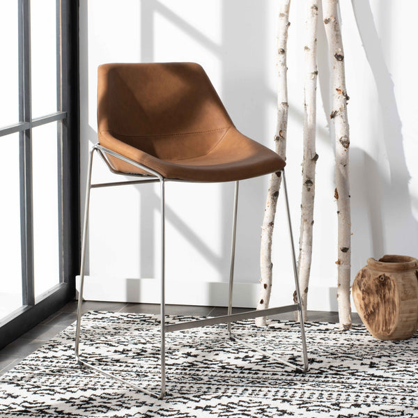 Alexis Mid-Century Counter Stool - Stylish Retro Design with Comfortable PU Leather & Silver Legs