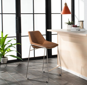 Alexis Mid-Century Counter Stool - Stylish Retro Design with Comfortable PU Leather & Silver Legs