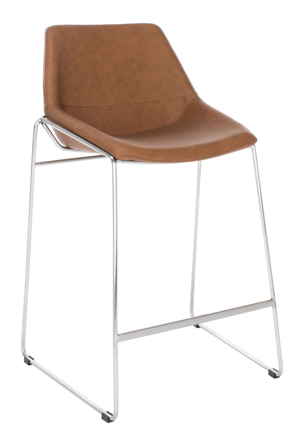 Alexis Mid-Century Counter Stool - Stylish Retro Design with Comfortable PU Leather & Silver Legs