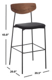 Ryker Barstool Walnut / Black  Metal BST3008A