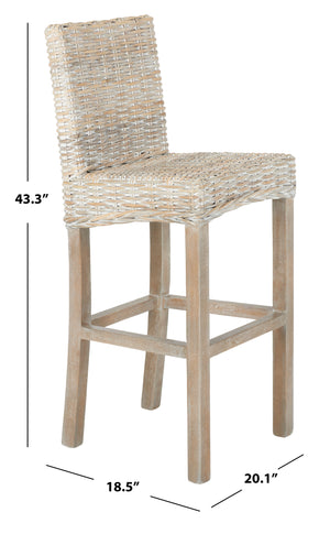 Tobie Rattan Bar Stool in White Washed / White Washed