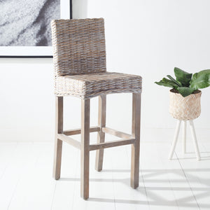 Tobie Rattan Bar Stool in White Washed / White Washed