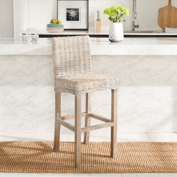 Tobie Rattan Bar Stool in White Washed / White Washed