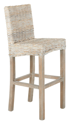 Tobie Rattan Bar Stool in White Washed / White Washed