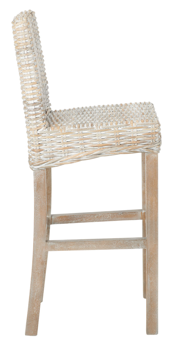 Tobie Rattan Bar Stool in White Washed / White Washed