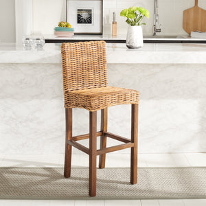 Tobie Rattan Bar Stool in Honey Brwn Wash