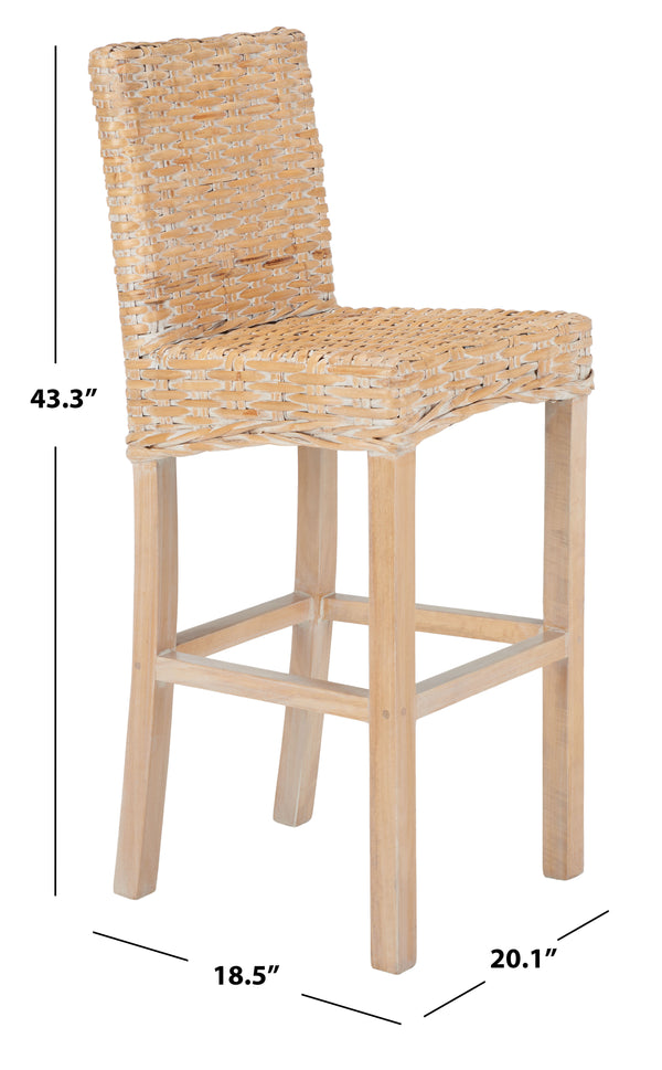 Tobie Rattan Bar Stool in Natural White Wash