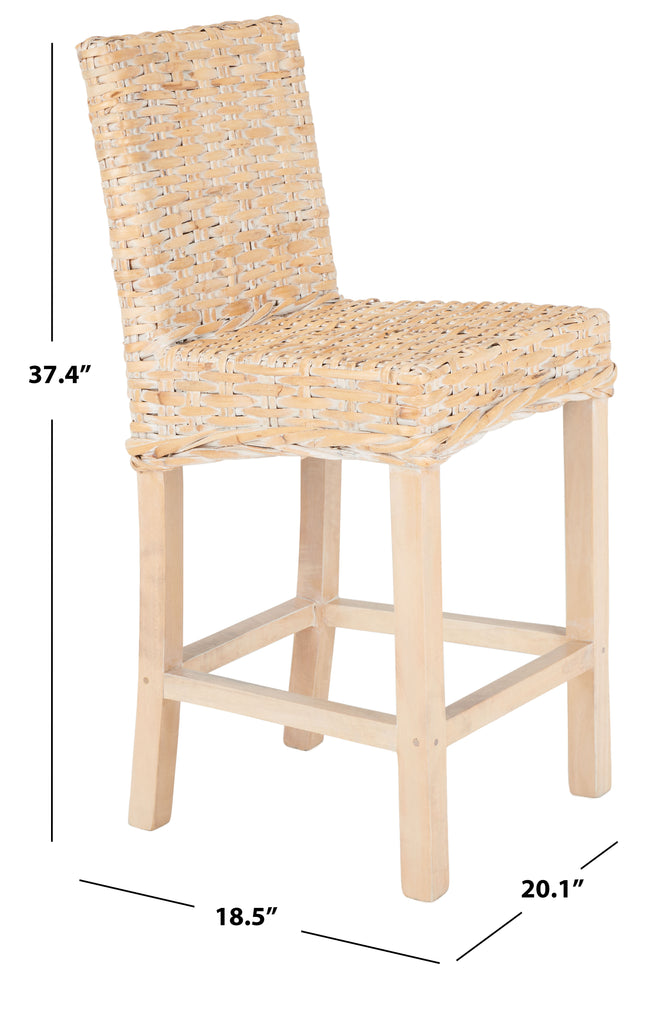 Tobie Rattan Counter Stool in Natural White Wash