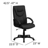 English Elm EE1380 Contemporary Commercial Grade Leather Executive Office Chair Black EEV-11837