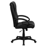 English Elm EE1380 Contemporary Commercial Grade Leather Executive Office Chair Black EEV-11837