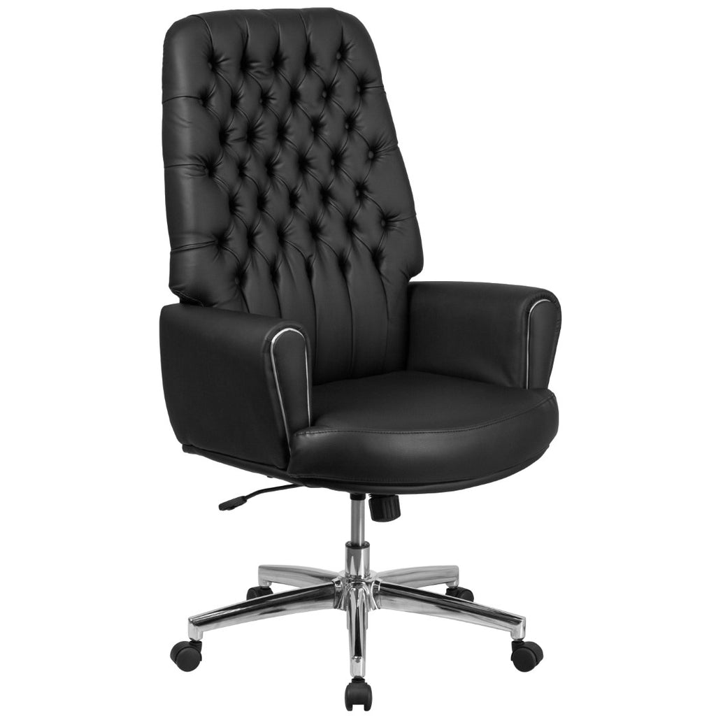 English Elm EE1387 Traditional Commercial Grade Leather Executive Office Chair Black EEV-11847