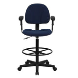 English Elm EE1397 Contemporary Commercial Grade Drafting Stool Navy Blue Patterned EEV-11877
