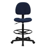 English Elm EE1396 Contemporary Commercial Grade Drafting Stool Navy Blue Patterned EEV-11873