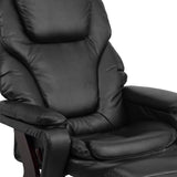 English Elm EE1406 Contemporary Recliner and Ottoman Set Black LeatherSoft EEV-11896