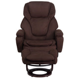 English Elm EE1406 Contemporary Recliner and Ottoman Set Brown Microfiber EEV-11898
