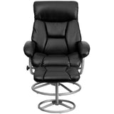 English Elm EE1408 Contemporary Recliner and Ottoman Set Black EEV-11900