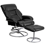 English Elm EE1408 Contemporary Recliner and Ottoman Set Black EEV-11900