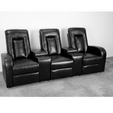 English Elm EE1412 Contemporary 3-Seater Theater Seating Black EEV-11905