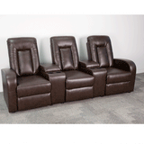 English Elm EE1412 Contemporary 3-Seater Theater Seating Brown EEV-11906
