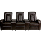 English Elm EE1412 Contemporary 3-Seater Theater Seating Brown EEV-11906