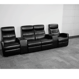 English Elm EE1413 Contemporary 4-Seater Theater Seating Black EEV-11907