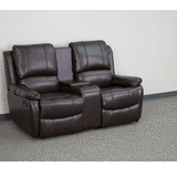English Elm EE1414 Contemporary 2-Seater Theater Seating Brown EEV-11908