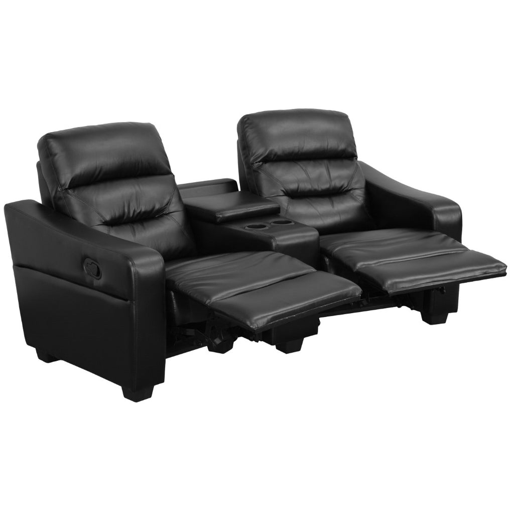 English Elm EE1416 Contemporary 2-Seater Theater Seating Black EEV-11911