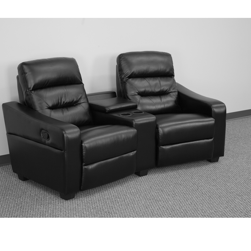 English Elm EE1416 Contemporary 2-Seater Theater Seating Black EEV-11911